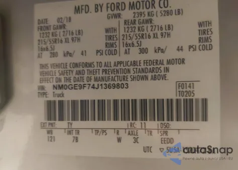 2018 Ford Transit Connect Xlt from USA, damaged, VIN NM0GE9F74J1369803